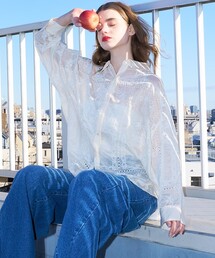 abahouse mavie | 【シアー素材】総レースクレリックシャツ/春服/レイヤード/透け感/大人フェミニン(シャツ/ブラウス)