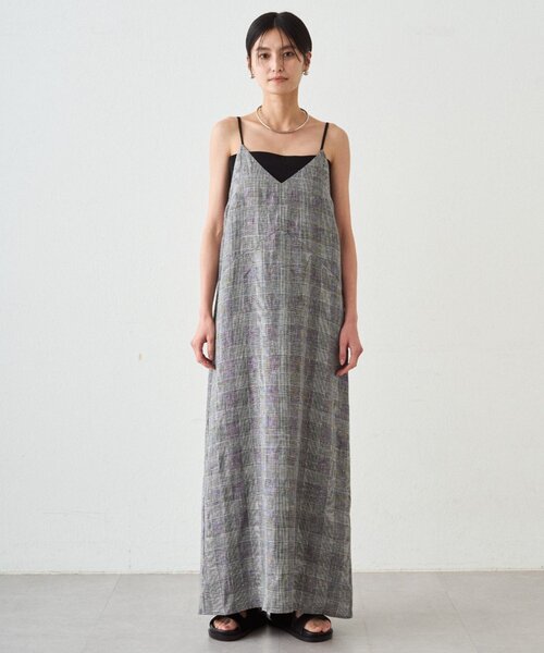 LOUNGEDRESS(ラウンジドレス)の「チェックリネンキャミワンピース(ワンピース・レディース・ブラック・FREE)」の7枚目の写真
