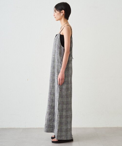 LOUNGEDRESS(ラウンジドレス)の「チェックリネンキャミワンピース(ワンピース・レディース・ブラック・FREE)」の8枚目の写真