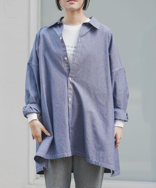 FORK&SPOON（フォークアンドスプーン）の「FORK&SPOON　ビッグシャンブレーシャツ（シャツ/ブラウス・レディース・ブルー/アイボリー・1）」の3枚目の写真