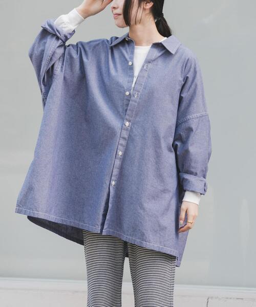 FORK&SPOON（フォークアンドスプーン）の「FORK&SPOON　ビッグシャンブレーシャツ（シャツ/ブラウス・レディース・ブルー/アイボリー・1）」の8枚目の写真