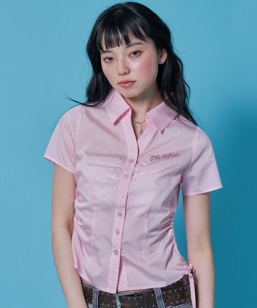 SEQUENZ(シークエンズ)の「※WEB限定 / シャーリング / レディースストライプ半袖シャツ / sqnzshearing stripe shirts(シャツ/ブラウス・レディース・ライトブルー/ベージュ/ピンク・SMALL/MEDIUM)」の19枚目の写真