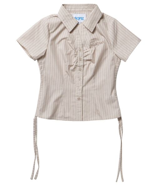 SEQUENZ(シークエンズ)の「※WEB限定 / シャーリング / レディースストライプ半袖シャツ / sqnzshearing stripe shirts(シャツ/ブラウス・レディース・ライトブルー/ベージュ/ピンク・SMALL/MEDIUM)」の9枚目の写真