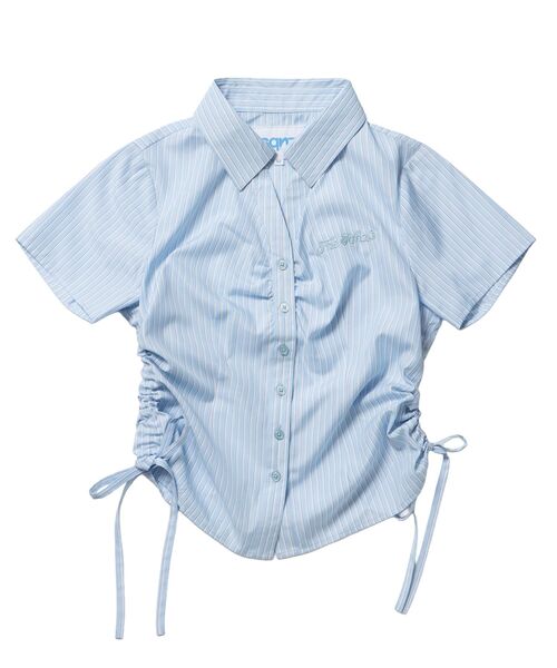 SEQUENZ(シークエンズ)の「※WEB限定 / シャーリング / レディースストライプ半袖シャツ / sqnzshearing stripe shirts(シャツ/ブラウス・レディース・ライトブルー/ベージュ/ピンク・SMALL/MEDIUM)」の10枚目の写真