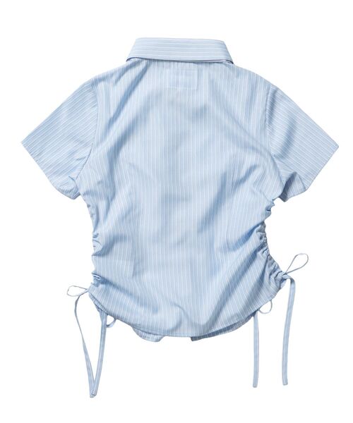 SEQUENZ(シークエンズ)の「※WEB限定 / シャーリング / レディースストライプ半袖シャツ / sqnzshearing stripe shirts(シャツ/ブラウス・レディース・ライトブルー/ベージュ/ピンク・SMALL/MEDIUM)」の11枚目の写真