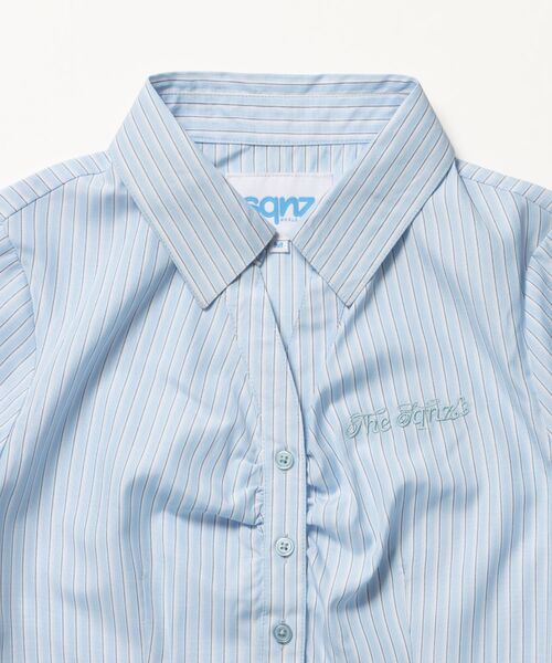 SEQUENZ(シークエンズ)の「※WEB限定 / シャーリング / レディースストライプ半袖シャツ / sqnzshearing stripe shirts(シャツ/ブラウス・レディース・ライトブルー/ベージュ/ピンク・SMALL/MEDIUM)」の12枚目の写真