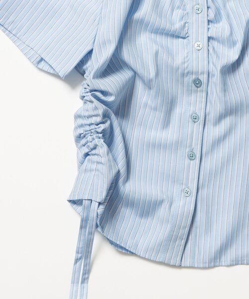 SEQUENZ(シークエンズ)の「※WEB限定 / シャーリング / レディースストライプ半袖シャツ / sqnzshearing stripe shirts(シャツ/ブラウス・レディース・ライトブルー/ベージュ/ピンク・SMALL/MEDIUM)」の14枚目の写真