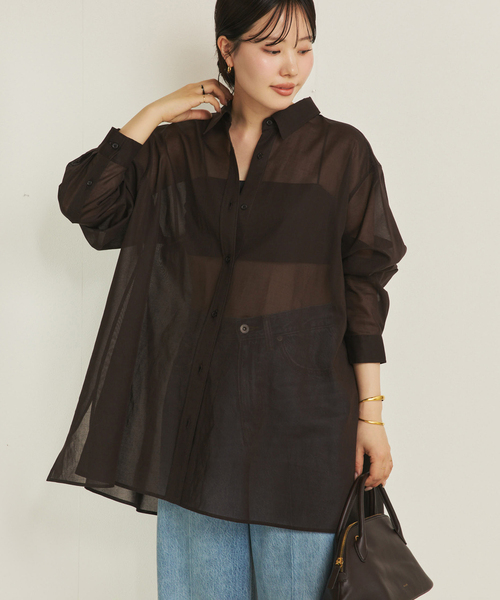 plage（プラージュ）の「Sheer Tent Line シャツ（シャツ/ブラウス・レディース・ホワイト/ブラウン/サックスブルー・FREE）」の2枚目の写真