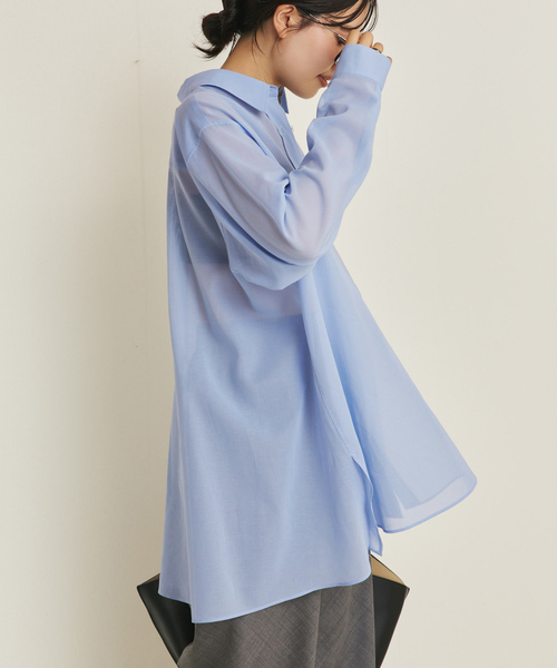 plage（プラージュ）の「Sheer Tent Line シャツ（シャツ/ブラウス・レディース・ホワイト/ブラウン/サックスブルー・FREE）」の3枚目の写真