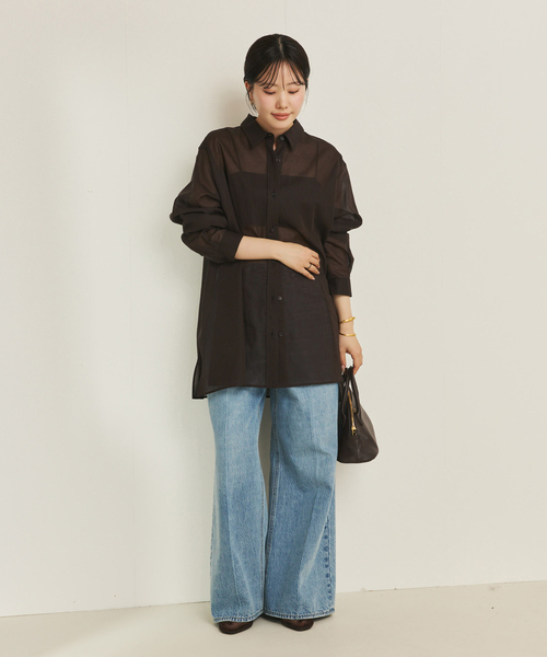 plage（プラージュ）の「Sheer Tent Line シャツ（シャツ/ブラウス・レディース・ホワイト/ブラウン/サックスブルー・FREE）」の5枚目の写真