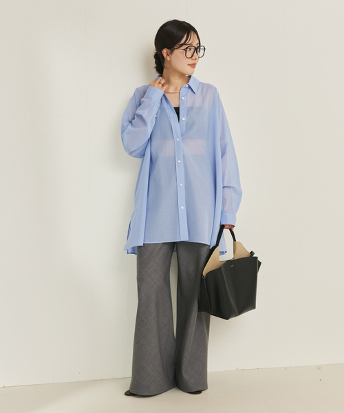 plage（プラージュ）の「Sheer Tent Line シャツ（シャツ/ブラウス・レディース・ホワイト/ブラウン/サックスブルー・FREE）」の6枚目の写真