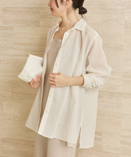 plage（プラージュ）の「Sheer Tent Line シャツ（シャツ/ブラウス・レディース・ホワイト/ブラウン/サックスブルー・FREE）」の12枚目の写真