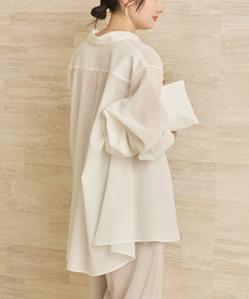 plage（プラージュ）の「Sheer Tent Line シャツ（シャツ/ブラウス・レディース・ホワイト/ブラウン/サックスブルー・FREE）」の13枚目の写真