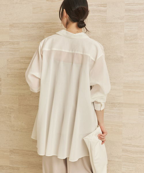 plage（プラージュ）の「Sheer Tent Line シャツ（シャツ/ブラウス・レディース・ホワイト/ブラウン/サックスブルー・FREE）」の14枚目の写真