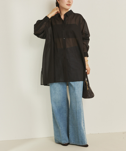 plage（プラージュ）の「Sheer Tent Line シャツ（シャツ/ブラウス・レディース・ホワイト/ブラウン/サックスブルー・FREE）」の15枚目の写真