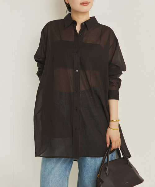 plage（プラージュ）の「Sheer Tent Line シャツ（シャツ/ブラウス・レディース・ホワイト/ブラウン/サックスブルー・FREE）」の19枚目の写真