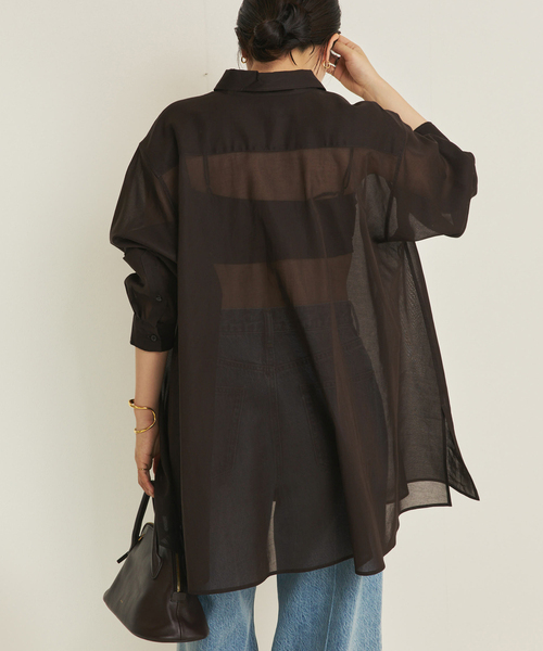 plage（プラージュ）の「Sheer Tent Line シャツ（シャツ/ブラウス・レディース・ホワイト/ブラウン/サックスブルー・FREE）」の21枚目の写真