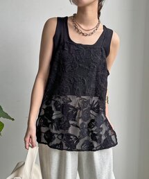 DouDou | 【セットアップ可能】メッシュレースキャミ(シャツ/ブラウス)