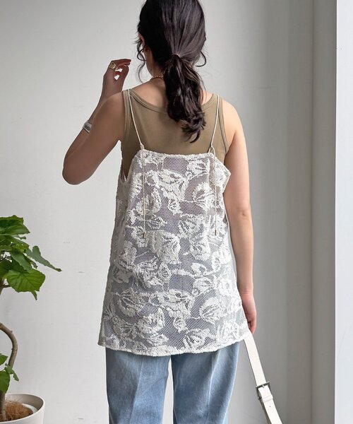 DouDou（ドゥドゥ）の「【セットアップ可能】メッシュレースキャミ（シャツ/ブラウス・レディース・オフホワイト/ブラック・FREE）」の19枚目の写真