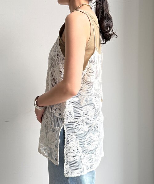 DouDou（ドゥドゥ）の「【セットアップ可能】メッシュレースキャミ（シャツ/ブラウス・レディース・オフホワイト/ブラック・FREE）」の21枚目の写真