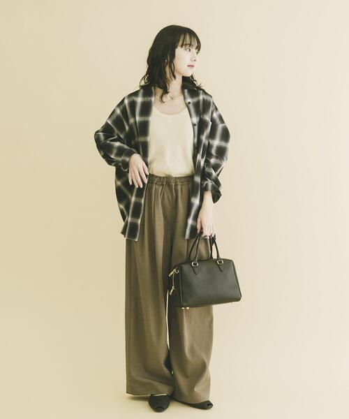 ITEMS URBANRESEARCH（アイテムズ アーバンリサーチ）の「オーバーサイズチェックシャツ（シャツ/ブラウス・レディース・ブラック/ベージュ/オレンジ・FREE）」の10枚目の写真