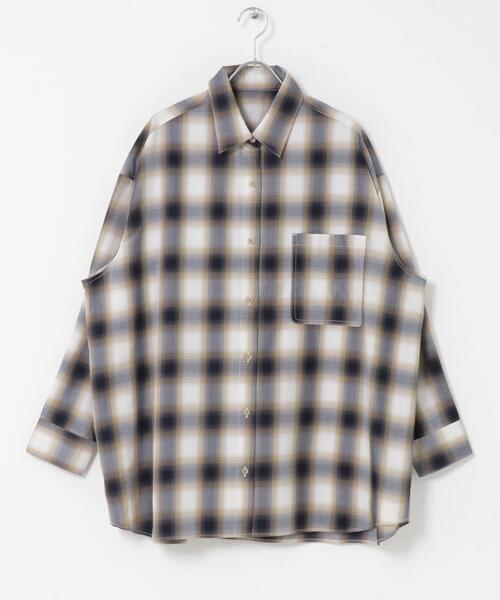 ITEMS URBANRESEARCH（アイテムズ アーバンリサーチ）の「オーバーサイズチェックシャツ（シャツ/ブラウス・レディース・ブラック/ベージュ/オレンジ・FREE）」の20枚目の写真