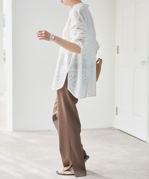 Spick & Span（スピックアンドスパン）の「スタンドカラーレースシャツ（シャツ/ブラウス・レディース・ブラック/ホワイト・FREE）」の14枚目の写真