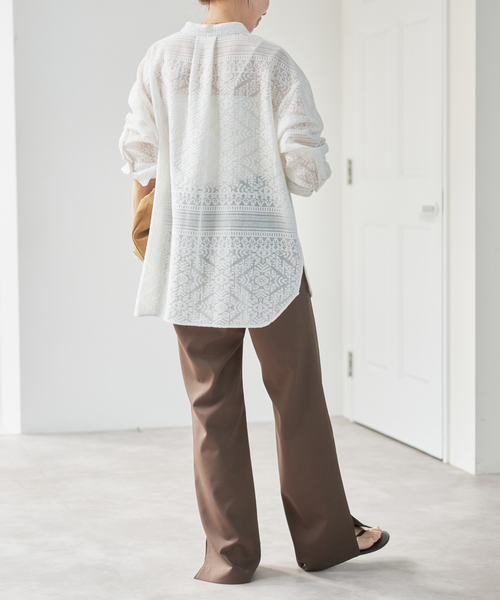 Spick & Span（スピックアンドスパン）の「スタンドカラーレースシャツ（シャツ/ブラウス・レディース・ブラック/ホワイト・FREE）」の15枚目の写真