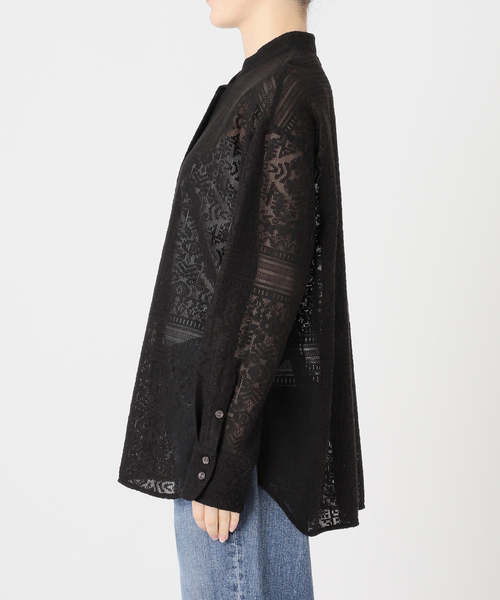 Spick & Span（スピックアンドスパン）の「スタンドカラーレースシャツ（シャツ/ブラウス・レディース・ブラック/ホワイト・FREE）」の17枚目の写真