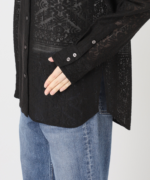 Spick & Span（スピックアンドスパン）の「スタンドカラーレースシャツ（シャツ/ブラウス・レディース・ブラック/ホワイト・FREE）」の21枚目の写真