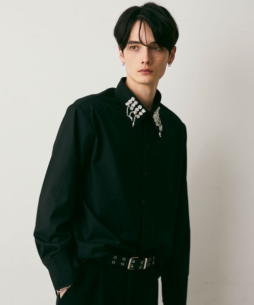 Shoowtime(ショウタイム)の「Flower Motif Design Long-Sleeve Shirt / フラワーモチーフデザイン長袖シャツ(シャツ/ブラウス・メンズ・ブラック・MEDIUM/LARGE/X-LARGE)」の3枚目の写真