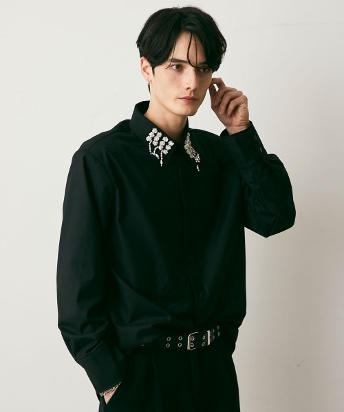 Shoowtime(ショウタイム)の「Flower Motif Design Long-Sleeve Shirt / フラワーモチーフデザイン長袖シャツ(シャツ/ブラウス・メンズ・ブラック・MEDIUM/LARGE/X-LARGE)」の4枚目の写真