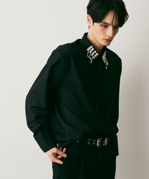 Shoowtime(ショウタイム)の「Flower Motif Design Long-Sleeve Shirt / フラワーモチーフデザイン長袖シャツ(シャツ/ブラウス・メンズ・ブラック・MEDIUM/LARGE/X-LARGE)」の5枚目の写真