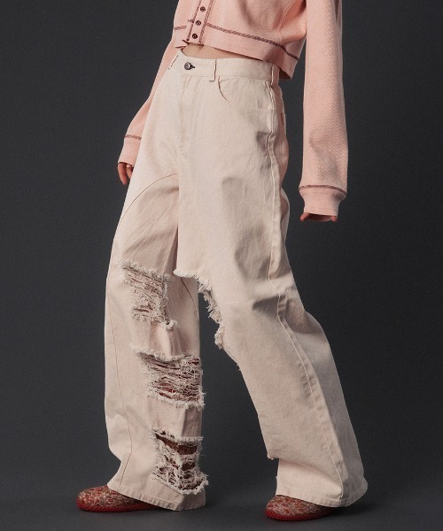 INSIDE RIPPED HOLE COLOR DENIM（デニムパンツ）｜ELCHELE