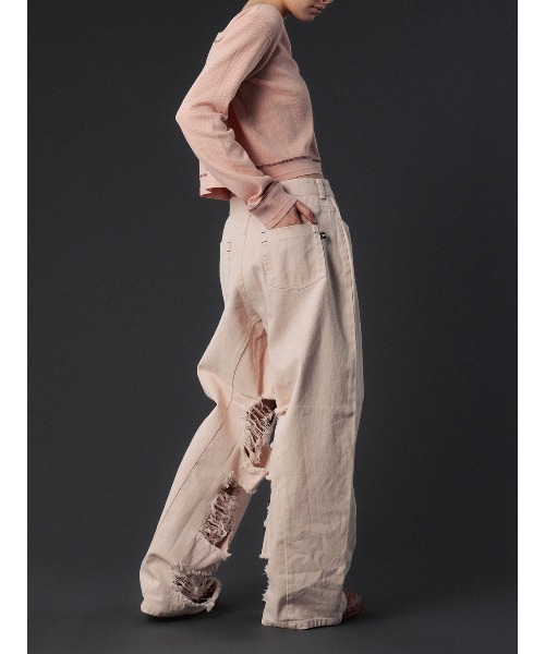 ELCHELE（エルチェレ）の「INSIDE RIPPED HOLE COLOR DENIM（デニム