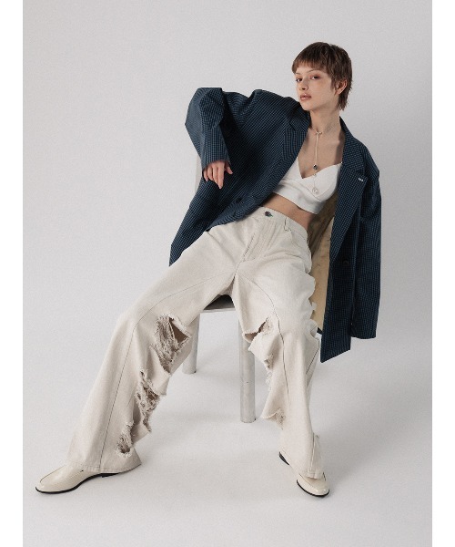 ELCHELE（エルチェレ）の「INSIDE RIPPED HOLE COLOR DENIM（デニム