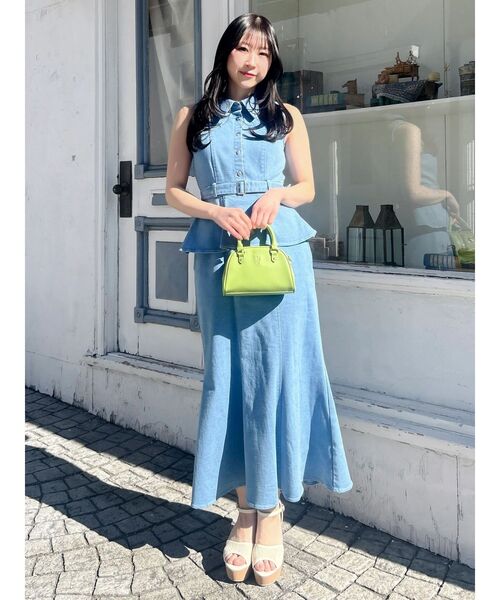 dazzlin（ダズリン）の「ペプラムマーメイドステッチワンピース（ワンピース・レディース・インディゴブルー/オフホワイト/ブルー・MEDIUM/SMALL）」の20枚目の写真