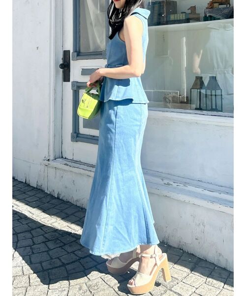 dazzlin（ダズリン）の「ペプラムマーメイドステッチワンピース（ワンピース・レディース・インディゴブルー/オフホワイト/ブルー・MEDIUM/SMALL）」の22枚目の写真