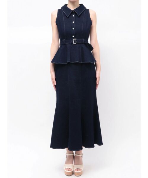 dazzlin（ダズリン）の「ペプラムマーメイドステッチワンピース（ワンピース・レディース・インディゴブルー/オフホワイト/ブルー・MEDIUM/SMALL）」の16枚目の写真