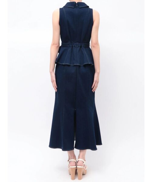 dazzlin（ダズリン）の「ペプラムマーメイドステッチワンピース（ワンピース・レディース・インディゴブルー/オフホワイト/ブルー・MEDIUM/SMALL）」の6枚目の写真