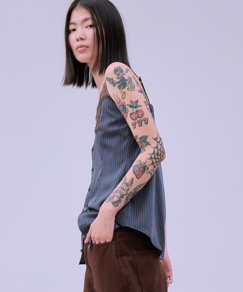 THINGS THAT MATTER（シングス ザット マター）の「STRIPE PIPING SHIRT ENSEMBLE / ストライプ パイピング シャツ アンサンブル（シャツ/ブラウス・レディース・ストライプ・FREE）」の9枚目の写真