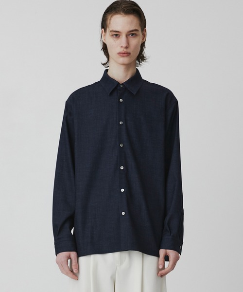 UNITED TOKYO（ユナイテッドトウキョウ）の「【接触冷感】スラブシャンブレー デニムシャツ　｜夏服/ウォッシャブル/イージーケア/伸縮性（シャツ/ブラウス・メンズ・ライトグレー/サックスブルー/ネイビー・1/2）」の11枚目の写真