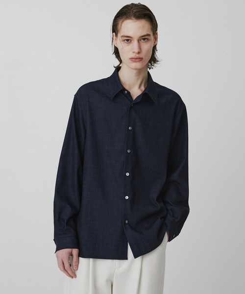 UNITED TOKYO（ユナイテッドトウキョウ）の「【接触冷感】スラブシャンブレー デニムシャツ　｜夏服/ウォッシャブル/イージーケア/伸縮性（シャツ/ブラウス・メンズ・ライトグレー/サックスブルー/ネイビー・1/2）」の10枚目の写真