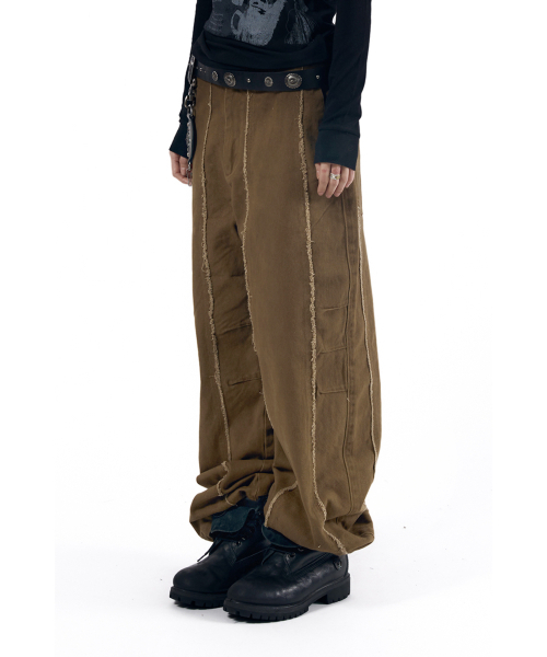 AAKAM(アーカム)の「Knee Pin-Tuck Panel Cotton Pants (Brown)(その他パンツ・レディース・その他・1/2)」の1枚目の写真