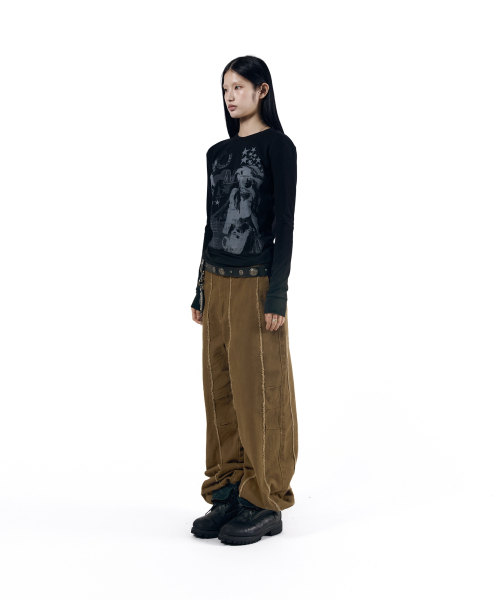 AAKAM(アーカム)の「Knee Pin-Tuck Panel Cotton Pants (Brown)(その他パンツ・レディース・その他・1/2)」の5枚目の写真