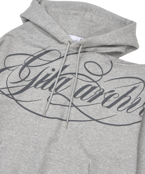 GILAARCHIVE(ギラアーカイブ)の「SCRIPT LETTERING ONE SHOULDER HOODED_GREY(パーカー・レディース・その他・FREE)」の7枚目の写真