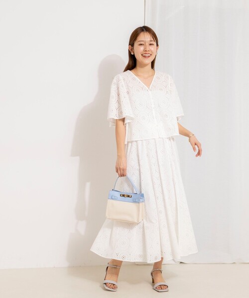 NOLLEY’S（ノーリーズ）の「《セットアップ対応》ウォッシャブルフレアスリーブレースブラウス（シャツ/ブラウス・レディース・グリーン/ホワイト・38）」の3枚目の写真