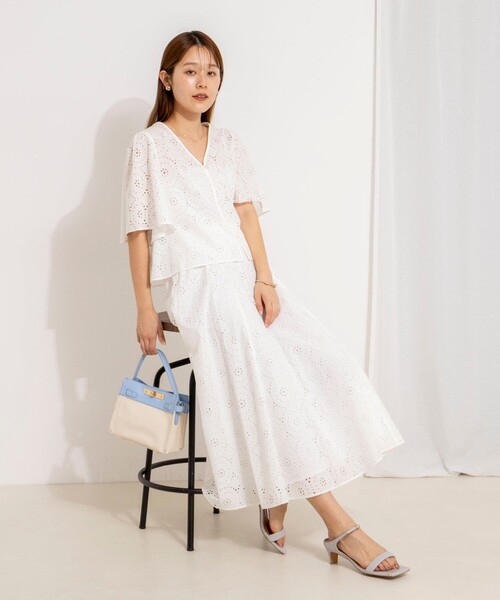 NOLLEY’S（ノーリーズ）の「《セットアップ対応》ウォッシャブルフレアスリーブレースブラウス（シャツ/ブラウス・レディース・グリーン/ホワイト・38）」の8枚目の写真