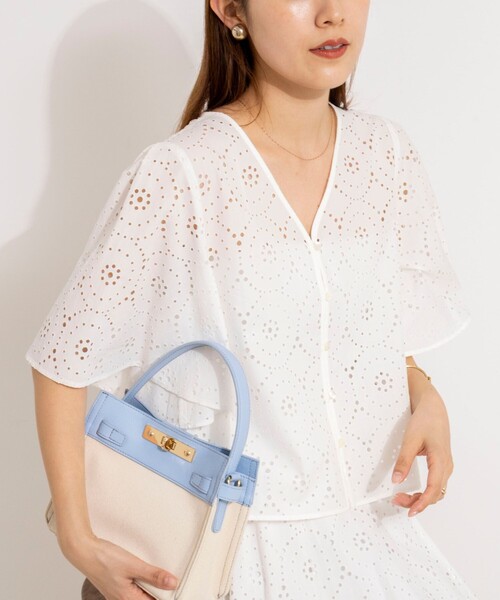 NOLLEY’S（ノーリーズ）の「《セットアップ対応》ウォッシャブルフレアスリーブレースブラウス（シャツ/ブラウス・レディース・グリーン/ホワイト・38）」の10枚目の写真