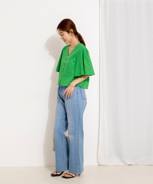 NOLLEY’S（ノーリーズ）の「《セットアップ対応》ウォッシャブルフレアスリーブレースブラウス（シャツ/ブラウス・レディース・グリーン/ホワイト・38）」の11枚目の写真